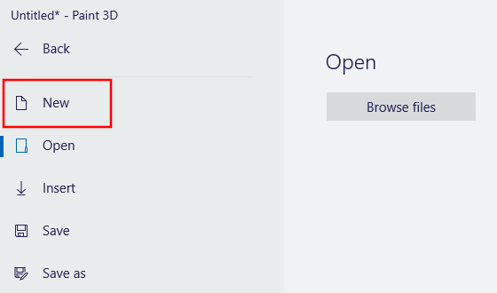 Paint 3D New button