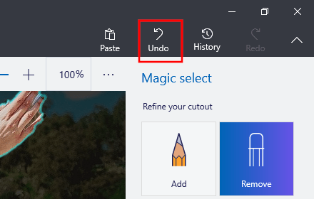 Paint 3D Undo button