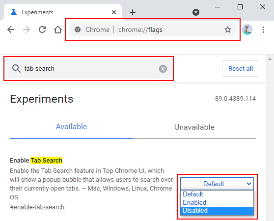 how to remove new tab search