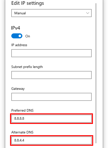 Change DNS server in Windows 10