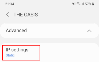 Change IP settings to static on Android