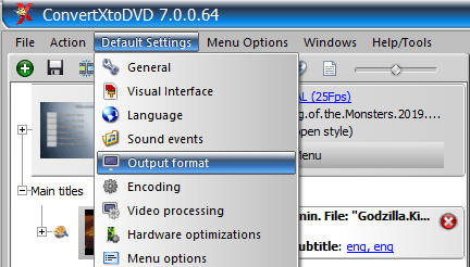 Change video output format in ConvertXtoDVD