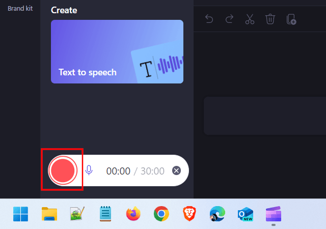 Clipchamp record button