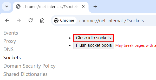 Close idle sockets in Chrome