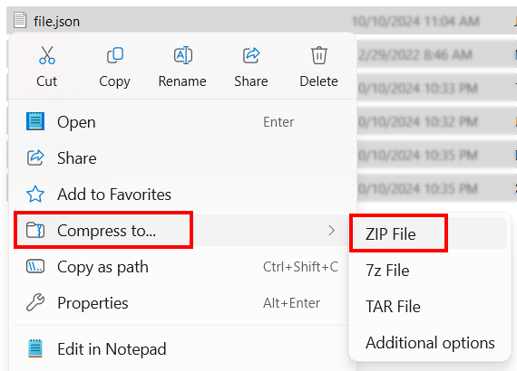 Compress to ZIP file in Windows 11