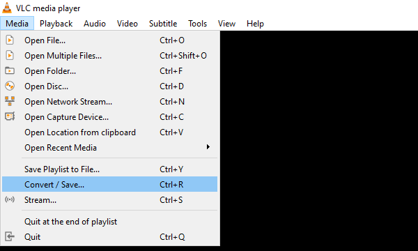 Convert / Save option in VLC media player