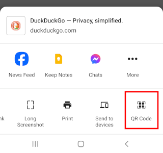 Create a QR code for a website in Chrome on Android