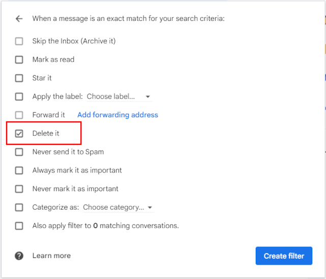 Delete it option in Gmail