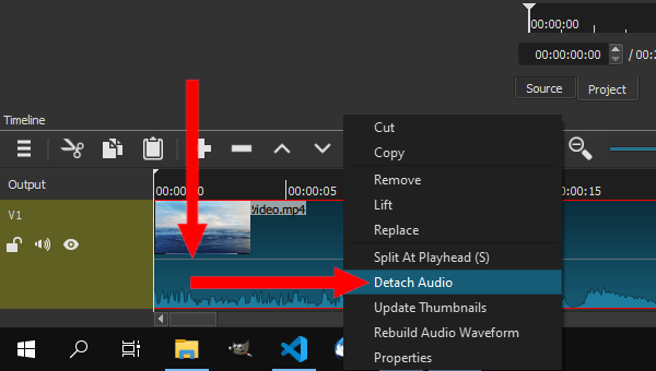 Detach Audio in Shotcut