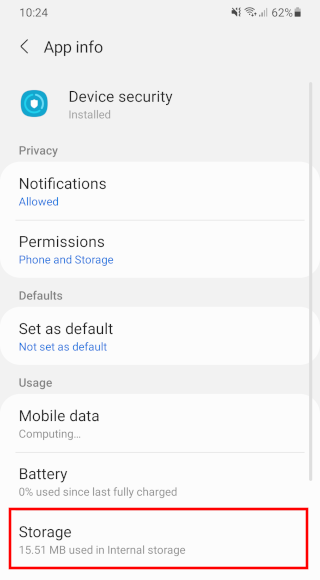 Device security storage