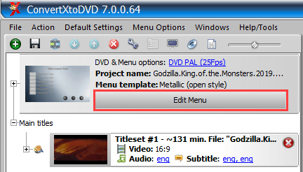 Edit DVD menu button in ConvertXtoDVD