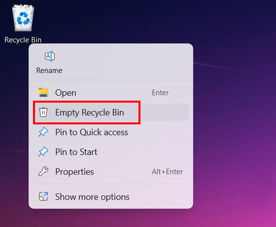 Empty Recycle Bin