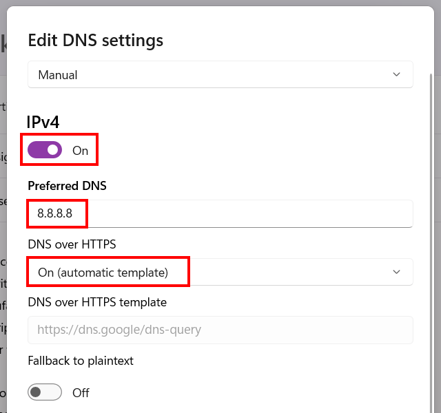 Enable DNS over HTTPS in Windows 11