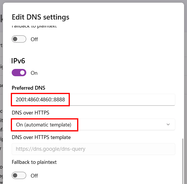 Enable DNS over HTTPS in Windows 11