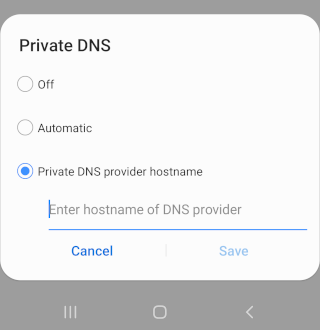 Enable Private DNS provider hostname