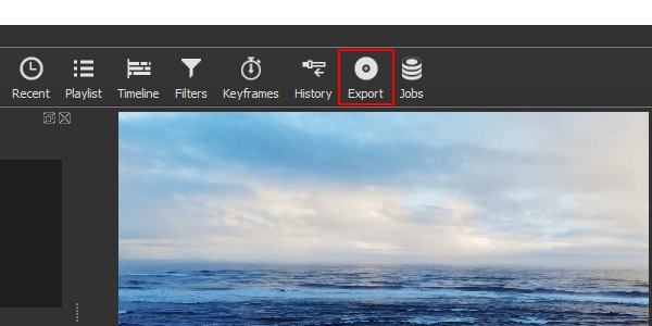 Export button in Shotcut