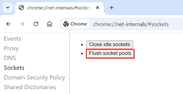 Flush socket pools in Chrome