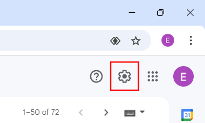 Gmail settings button