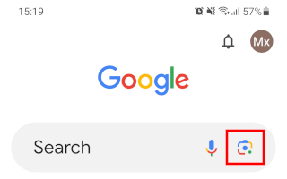 Google Lens button in the Google app