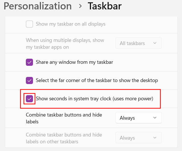 How to make the Windows 11 system tray clock show seconds