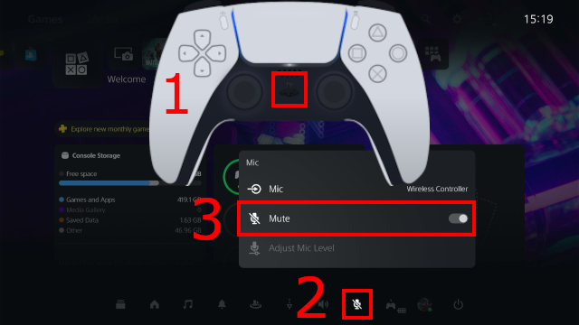 How to mute a PS5 controller microphone