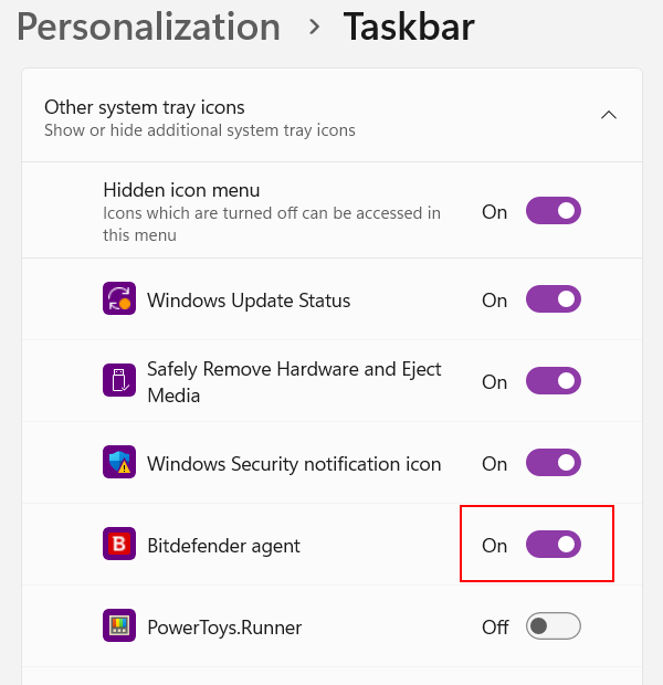 How to show all icons in system tray on Windows 11