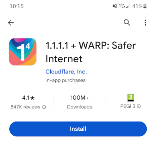 Install the 1.1.1.1 app on a Android device