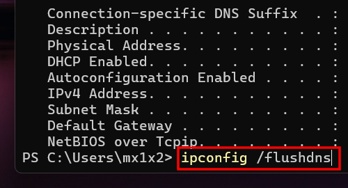 ipconfig /flushdns command