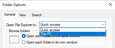 Make File Explorer open This PC in Windows 11