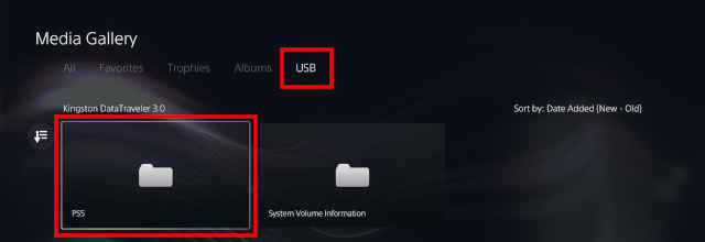 Media from PS5 on USB