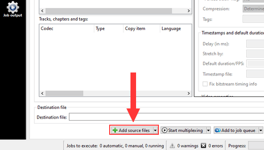 MKVToolNix Add source files button