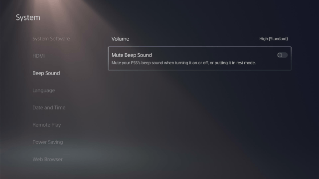 Mute beep sound on a PlayStation 5