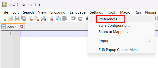 Notepad++ preferences