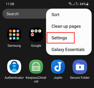 Open app list settings