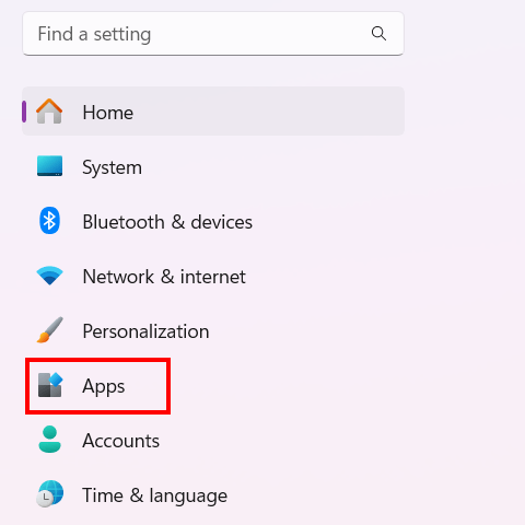 Open Apps in settings window