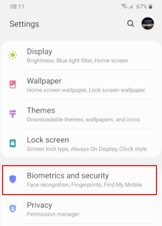 Open Biometrics and security on a Samsung phone