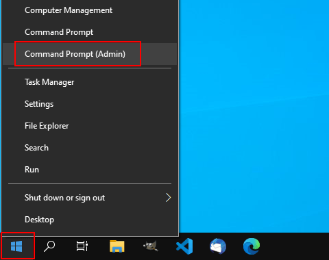 Open Command Prompt as administrator in Windows 10