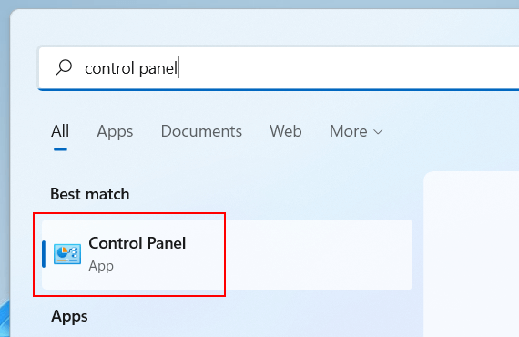 Open Control Panel in Windows 11