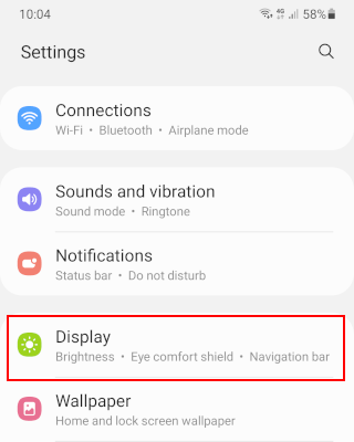 Open display settings