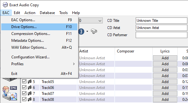 Open EAC drive options