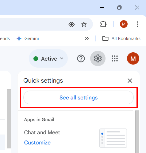 Open Gmail settings