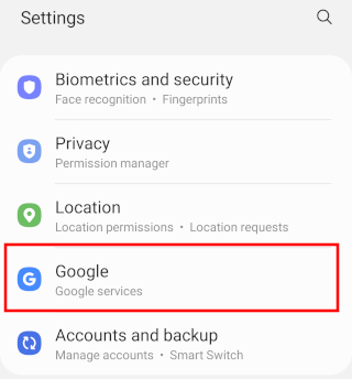 Open Google settings on Android