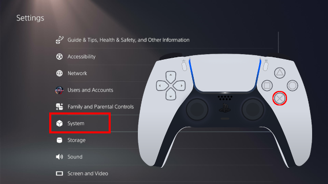 Open PS5 system settings