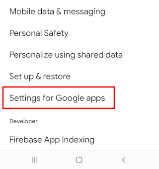 Open settings for Google apps