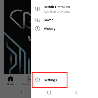 Open settings in the Reddit app on Android