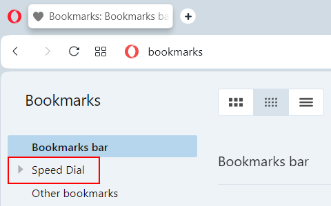 Open Speed Dial folder in Opera