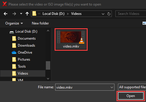 Open video file in ConvertXtoDVD