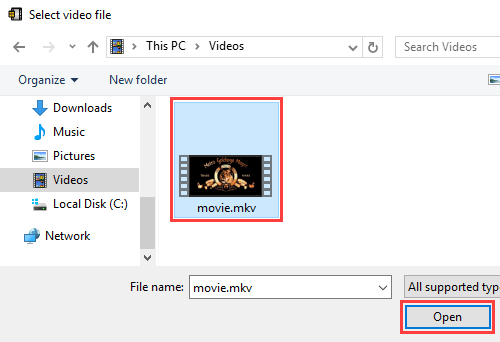 Open video file in DVD Flick