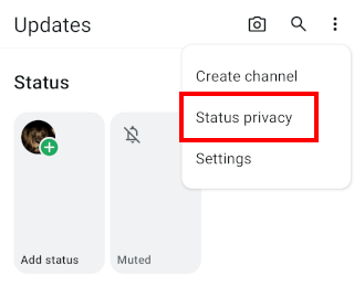 Open WhatsApp status privacy settings