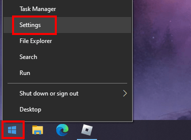 Open Windows 10 settings